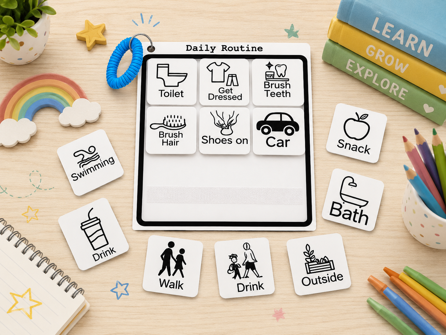 Daily Routine Visual Schedule Bundle - Board and 20 Tags