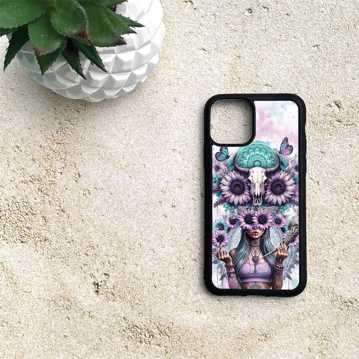 Phone Case - Skull Flower Sage